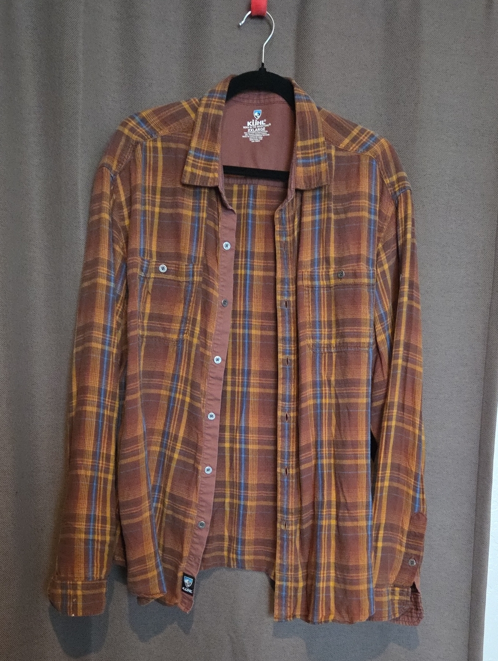 Kuhl Mens Fugitive Plaid Flannel Red Rock Long Sleeve Shirt XX-Large